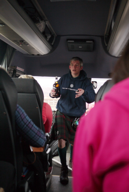 Clan means Family – so we toasted our new bus-family with a sip of whisky on the MacBackpackers' bus.
